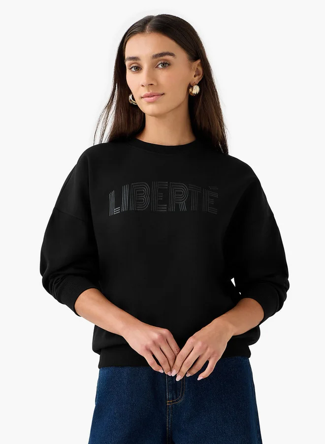 سبلاش فيڤ Regular Fit Sweatshirt with Typographic Print