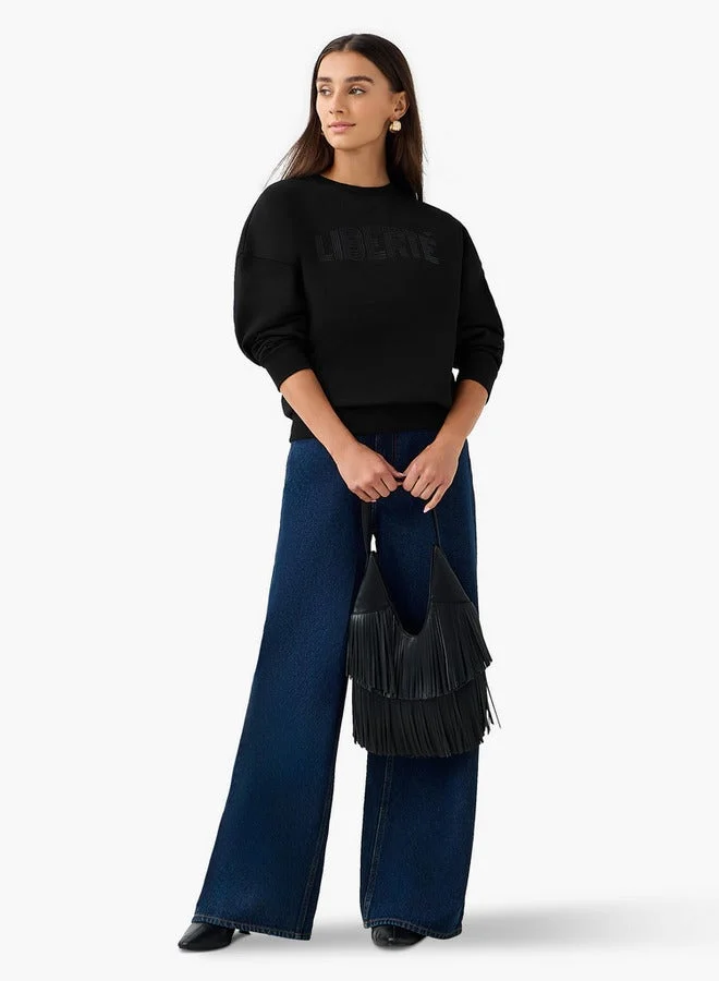 Splash FAV Regular Fit Sweatshirt with Typographic Print