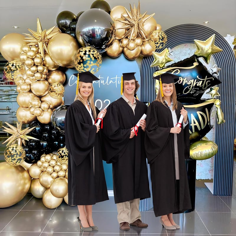 MEBAY 155Pcs Black and Gold Balloon Garland Arch Kit with Gold Confetti Balloons for Graduation New Year Birthday Wedding Party Decorations - Image 3