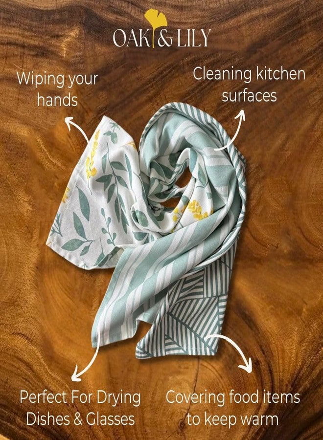 Oak & Lily Set of 3 Kitchen Napkins | Dish Towels | 100% Cotton | Premium European Quality | Washable, Large Size (40 * 60cm) Kitchen Cloth for Roti, Cleaning, Drying, Wiping | Sage Green - Image 5