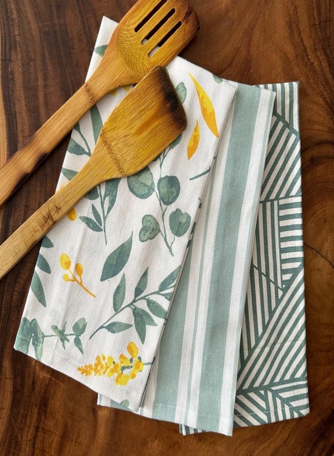 Oak & Lily Set of 3 Kitchen Napkins | Dish Towels | 100% Cotton | Premium European Quality | Washable, Large Size (40 * 60cm) Kitchen Cloth for Roti, Cleaning, Drying, Wiping | Sage Green - Image 1