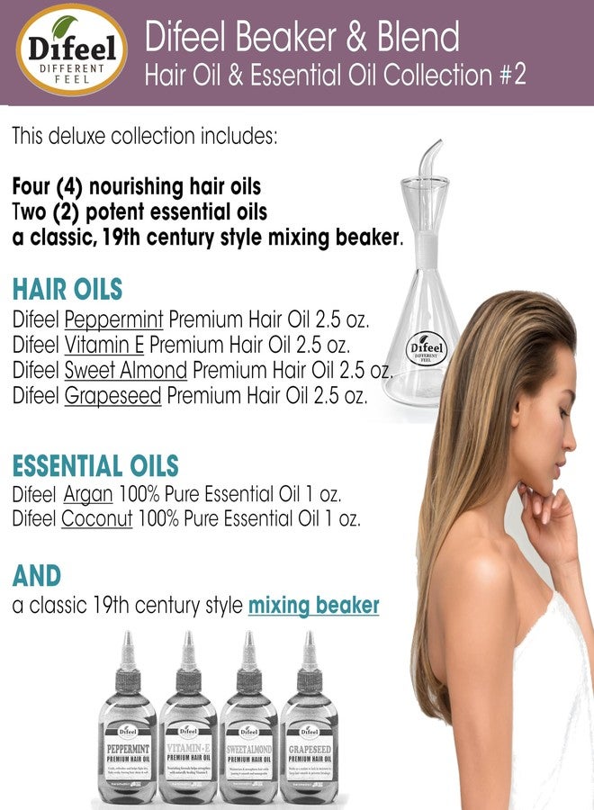 Difeel Beaker & Blend Hair & Essential Oil Kit #2 - with Peppermint, Vitamin E, Sweet Almond & Grapeseed Hair Oils, Argan & Coconut Essential Oils and a Mixing Beaker - Customizable Hair Treatment Set - Image 5
