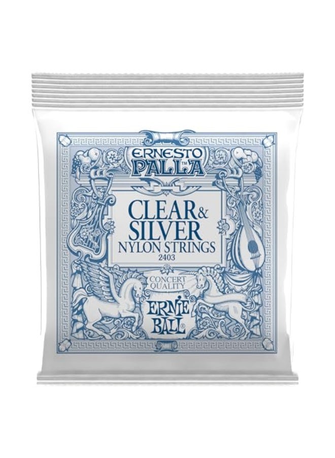 Ernesto Palla Clear & Silver Tie-On Classical Guitar Strings, 28-42 Gauge (P02403) - Image 1