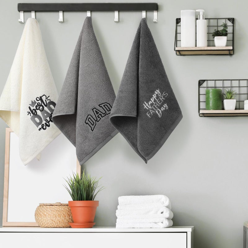 FuWeave 3 Pack Easter Bunny Hand Towels Farmhouse Gray Bathroom Decor 13.4 x 29.2 Inch 100% Cotton Embroidered Spring Decorative Towels Absorbent Soft for Hand Drying Cleaning Gift - Image 4