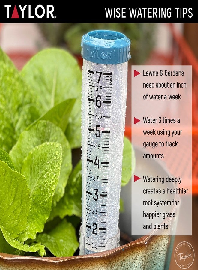 تايلور مقياس مطر مرن من السيليكون المقاوم للكسر والتجمد من تايلور، لقياس ومراقبة هطول الأمطار، سهل القراءة للاستخدام في الفناء الخلفي، الشرفة، الحديقة، والمروج، يُثبت على عمود أو وتد أرضي، 7 بوصات، لون أزرق مخضر - Image 5