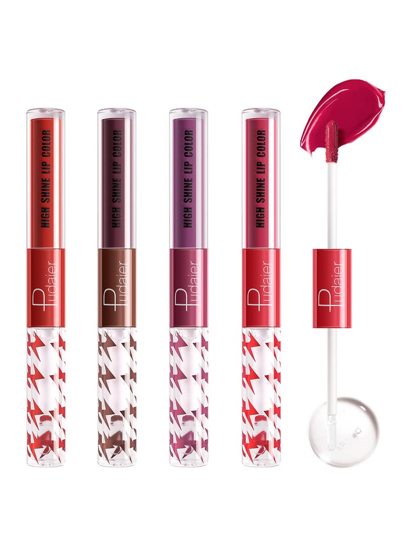 Marine Forest - High Shine Lip Gloss with Clear Fixed Color Lip Oil, Up to 12 Hours Long Lasting Dual Ended Liquid Lipstick, Lightweight and Non Sticky, 0.1 Oz (13+14+15+16) - Image 1