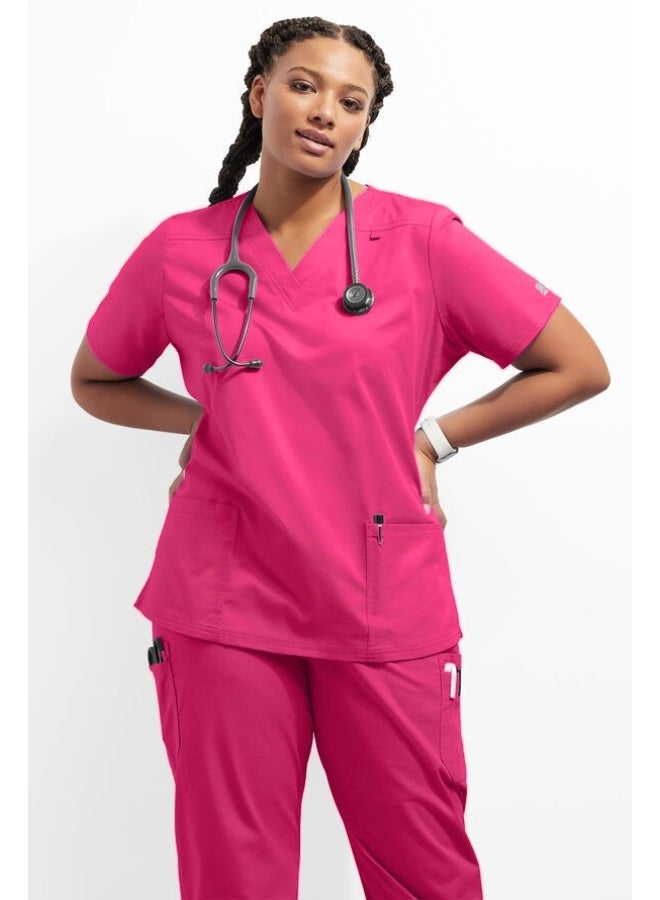 Loquat Womens Medical Scrubs Set Medical Uniform Set Rose Red - Image 1
