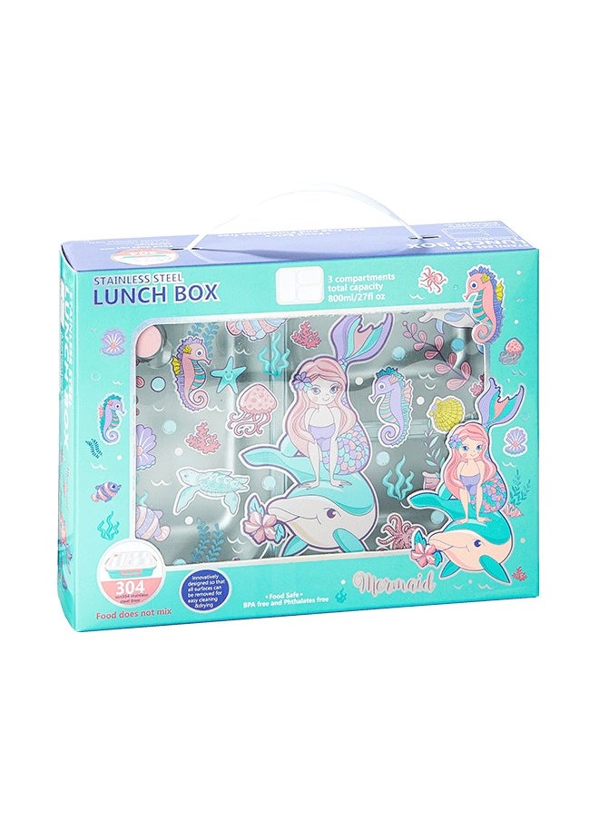 hibobi Kids Lunch Box Stainless Steel Bento Box - Mermaid Pink  - Image 2
