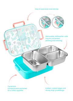 hibobi Kids Lunch Box Stainless Steel Bento Box - Mermaid Pink  - Image 4