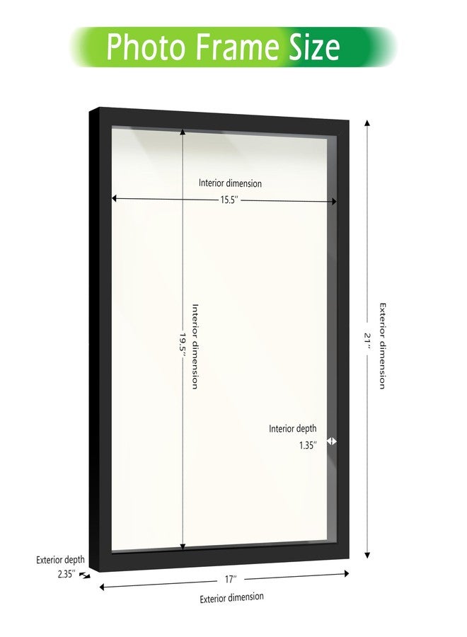FrameWorks 16" x 20" Original Black Wooden Shadow Box Frame - Soft Felt Back, Tempered Glass, and Included Elegant White Ball Push Pins - Image 2