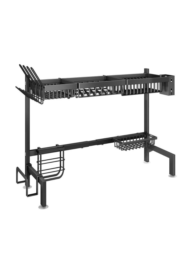 Dish Drying Rack Over The Sink Dish Rack 2 Tier Stainless Steel Dish Rack Large Dish Drainer For Kitchen Organizer Storage Space Saver Black - Image 2