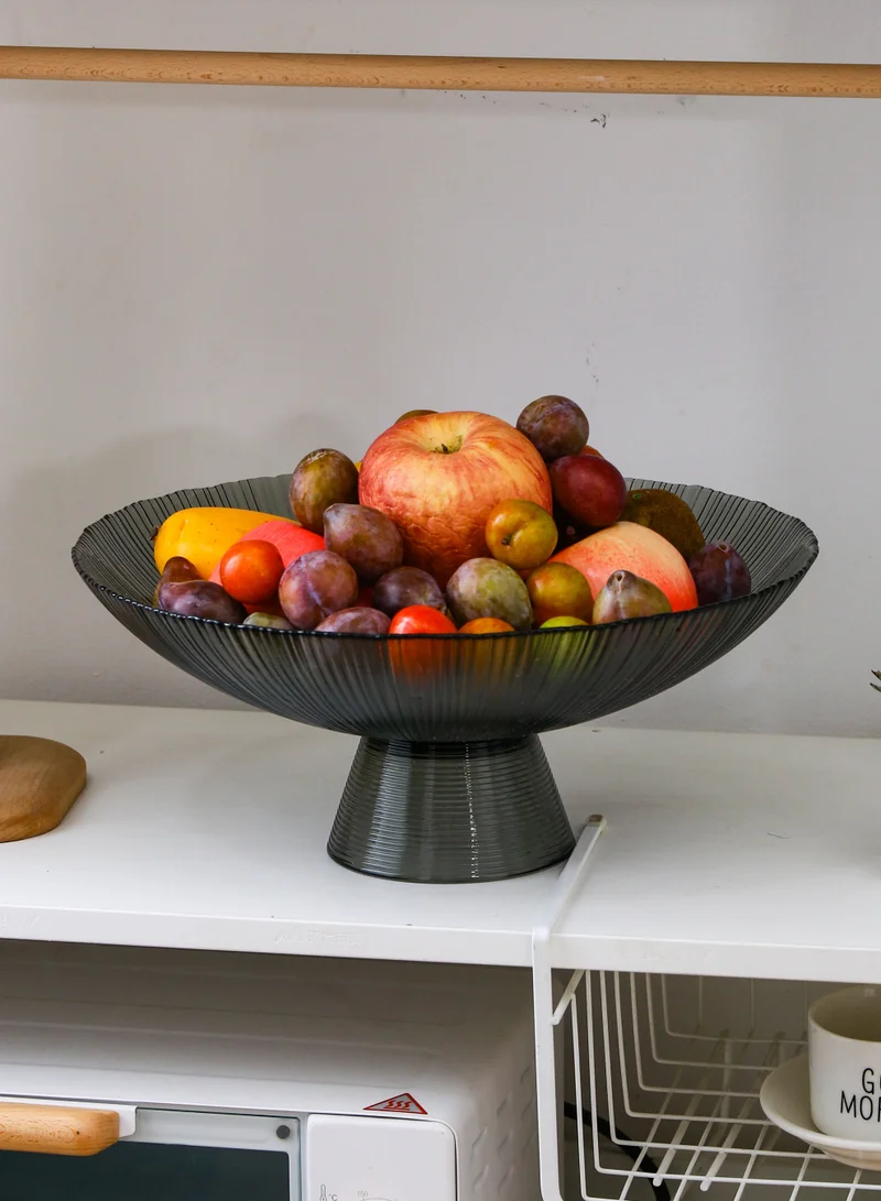 Shuer Grey High Foot Fruit Bowl Vintage Glass Relief Salad Bowl Fireworks Fruit Bowl