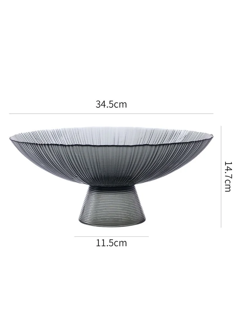 Shuer Grey High Foot Fruit Bowl Vintage Glass Relief Salad Bowl Fireworks Fruit Bowl