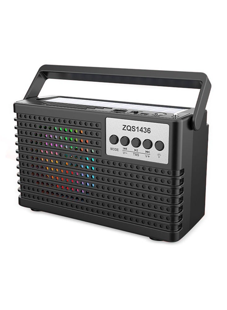 فيند مكبر صوت سوبر باس لاسلكي متعدد الوظائف مزود بميكروفون وإضاءة LED للتخييم ونظام شحن مزدوج للطاقة الكهربائية والطاقة الشمسية - Image 2