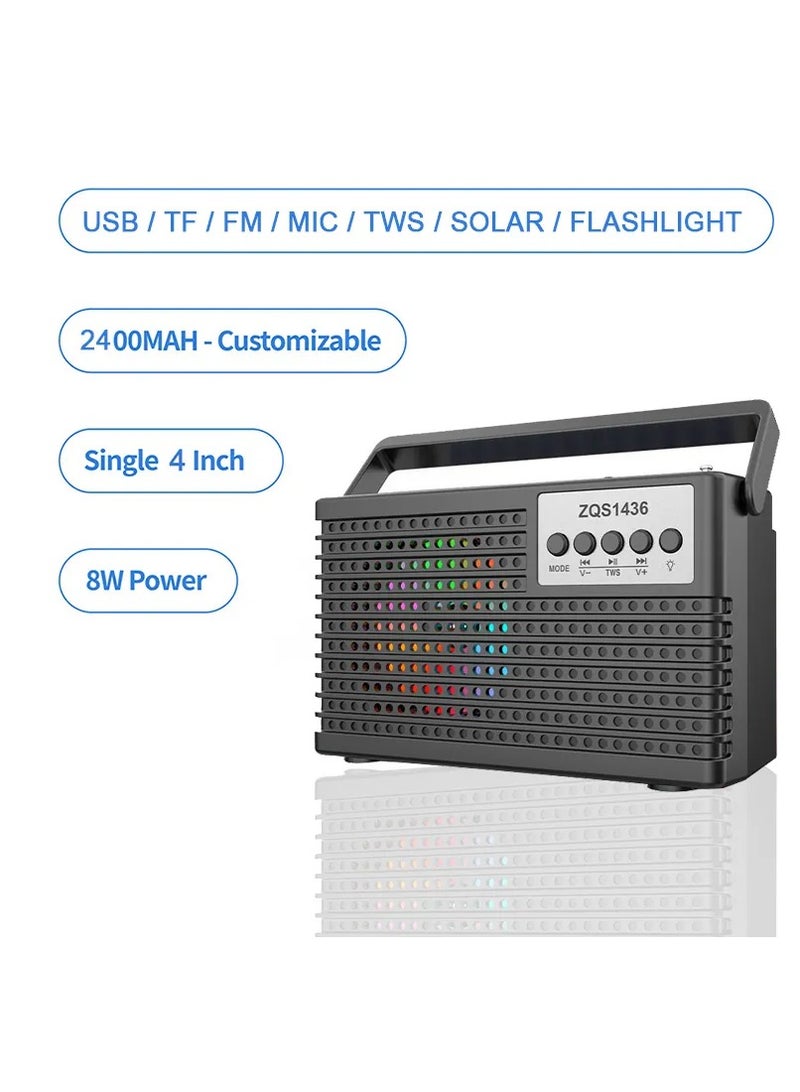فيند مكبر صوت سوبر باس لاسلكي متعدد الوظائف مزود بميكروفون وإضاءة LED للتخييم ونظام شحن مزدوج للطاقة الكهربائية والطاقة الشمسية - Image 4