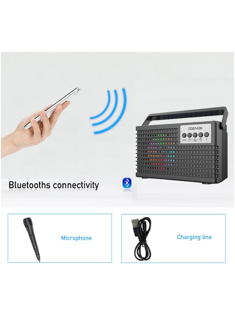 فيند مكبر صوت سوبر باس لاسلكي متعدد الوظائف مزود بميكروفون وإضاءة LED للتخييم ونظام شحن مزدوج للطاقة الكهربائية والطاقة الشمسية - Image 3