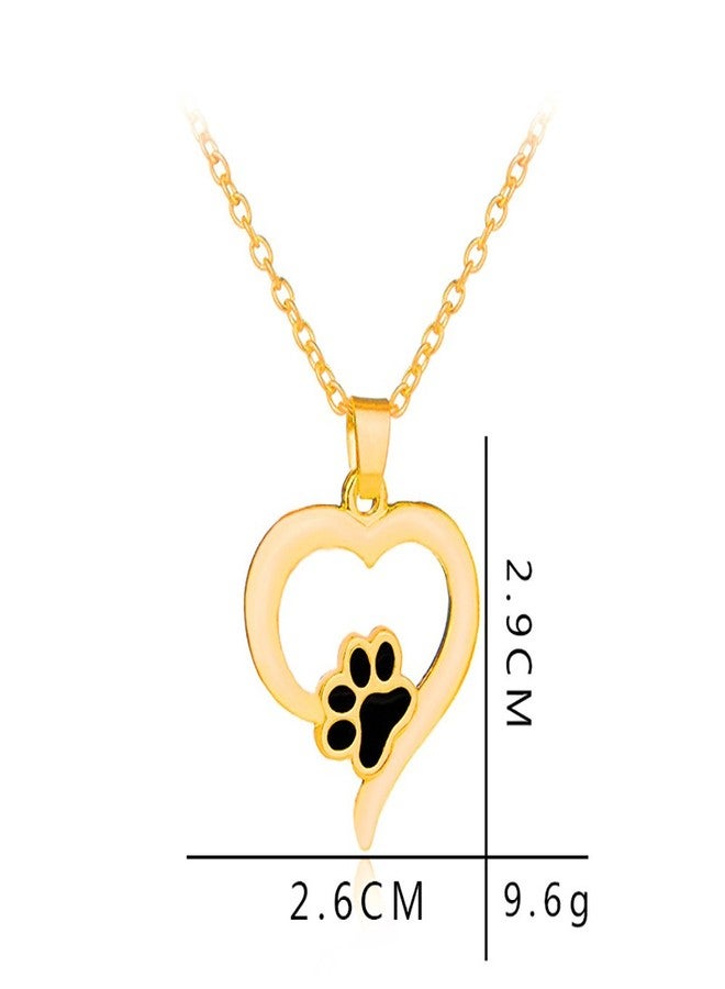 ميليجو قلادة Meiligo® Retro You Left paw Prints on My Heart Letter Pet dog paw Charm Tag Necklace Owner and dog Jewelry Matching Pet Pet Collar Necklace Pendant (Love Heart Paw - Gold) - Image 3
