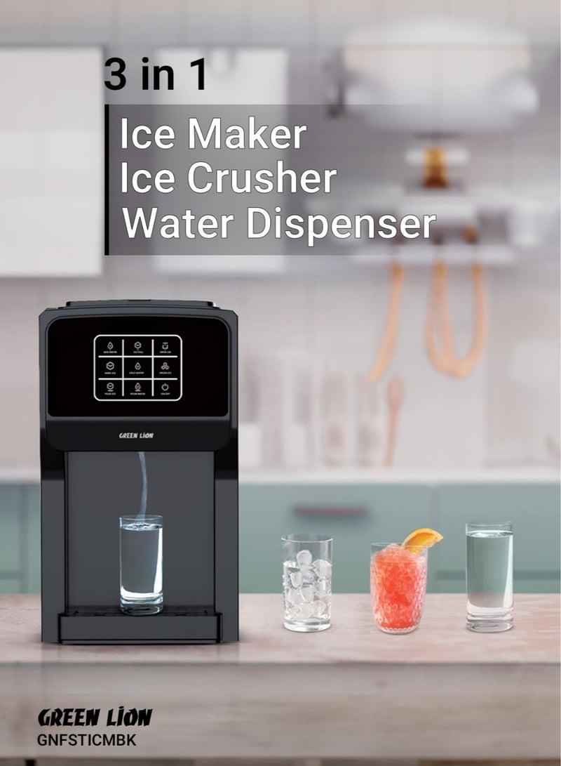 GREEN LION Frosta 3 in 1 Ice Maker, Water Dispenser & Ice Crusher / Add Water & Ice-Full Indicator / Instant Ice Making / Touch Display / Fast & Efficient Ice-Making for Office and Home - Black - Image 3