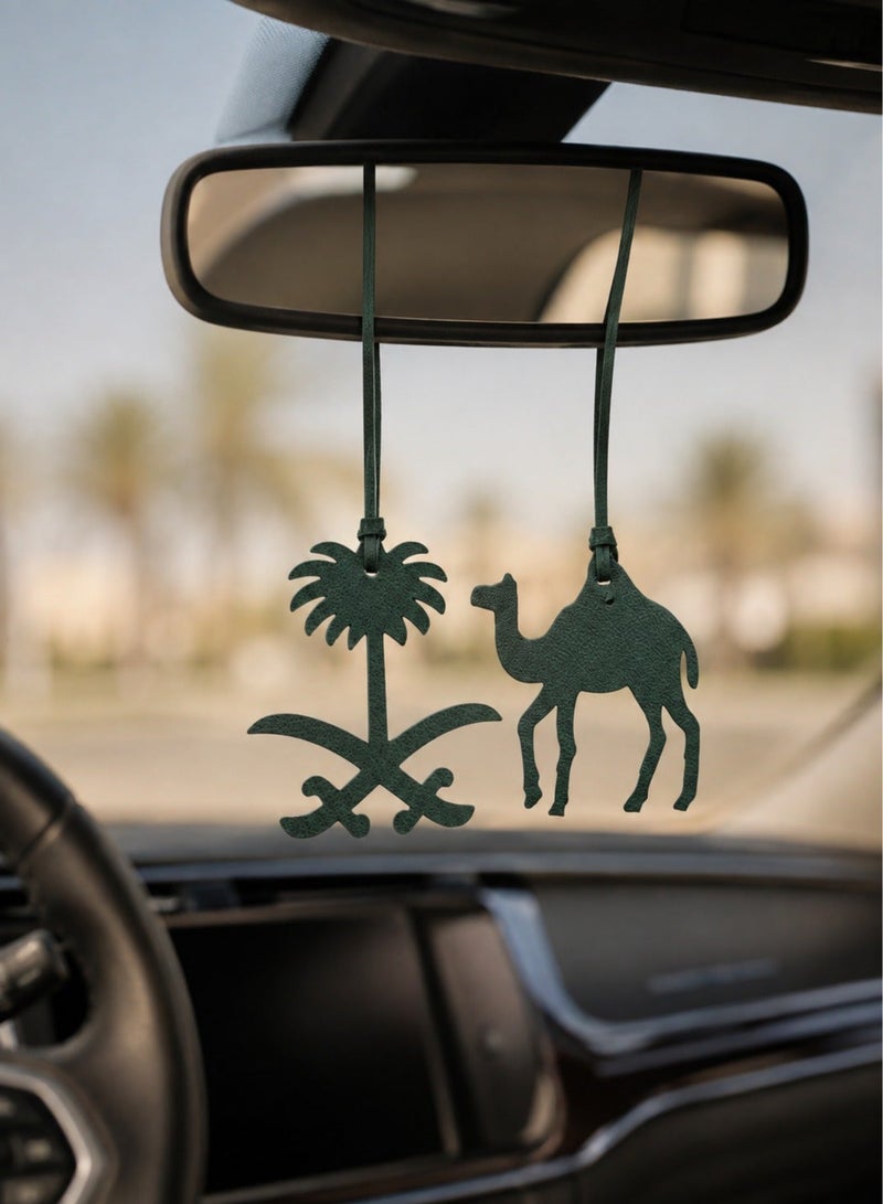 زينة اليوم الوطني السعودي سلسلة مفاتيح وتعليقة حقيبة جلدية لليوم الوطني السعودي بشعار المملكة العربية السعودية - Image 3
