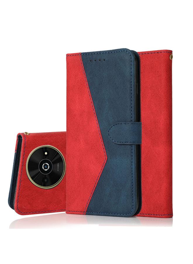 إيروريكس جراب هاتف Xiaomi Poco C61 من الجلد ثنائي اللون (أحمر وأزرق)