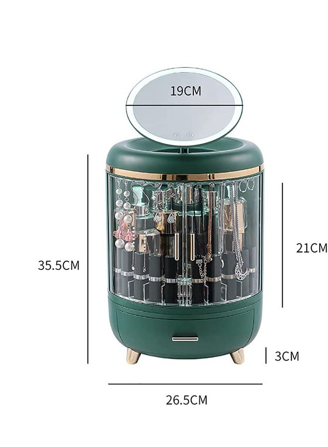 JCB CHIC LED Mirror Light Makeup Organizer Box Cosmetic Storage Box Desktop Dust-Proof Dressing Table Organizer Large-Capacity Makeup Box With Mirror Shelf - Image 2