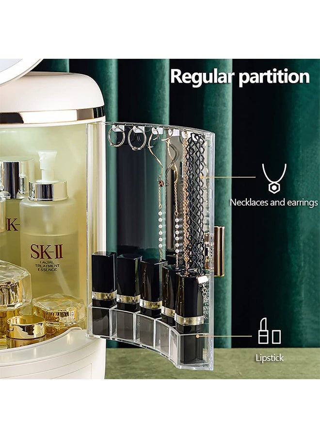 JCB CHIC LED Mirror Light Makeup Organizer Box Cosmetic Storage Box Desktop Dust-Proof Dressing Table Organizer Large-Capacity Makeup Box With Mirror Shelf - Image 4