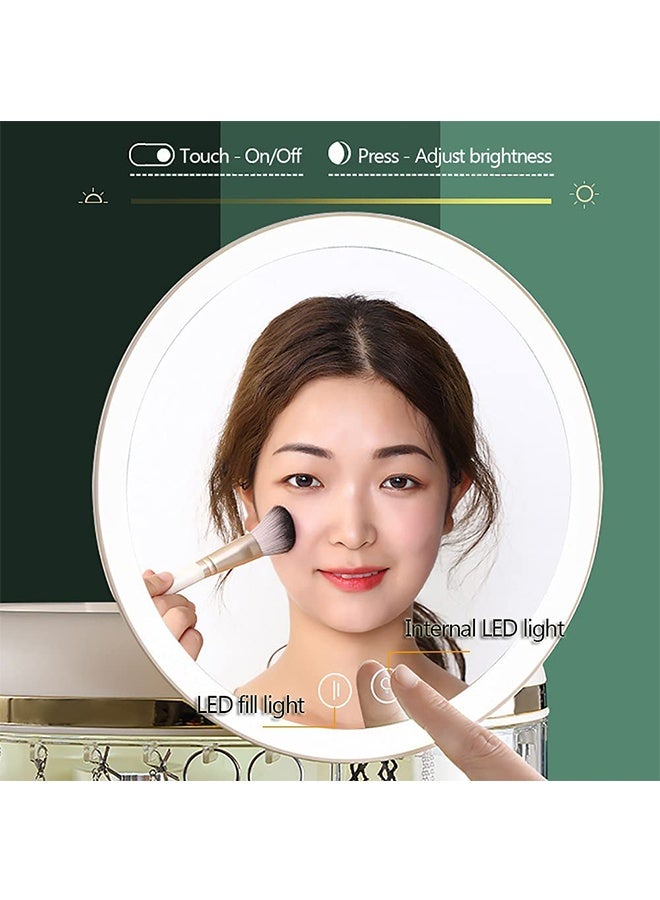 JCB CHIC LED Mirror Light Makeup Organizer Box Cosmetic Storage Box Desktop Dust-Proof Dressing Table Organizer Large-Capacity Makeup Box With Mirror Shelf - Image 5