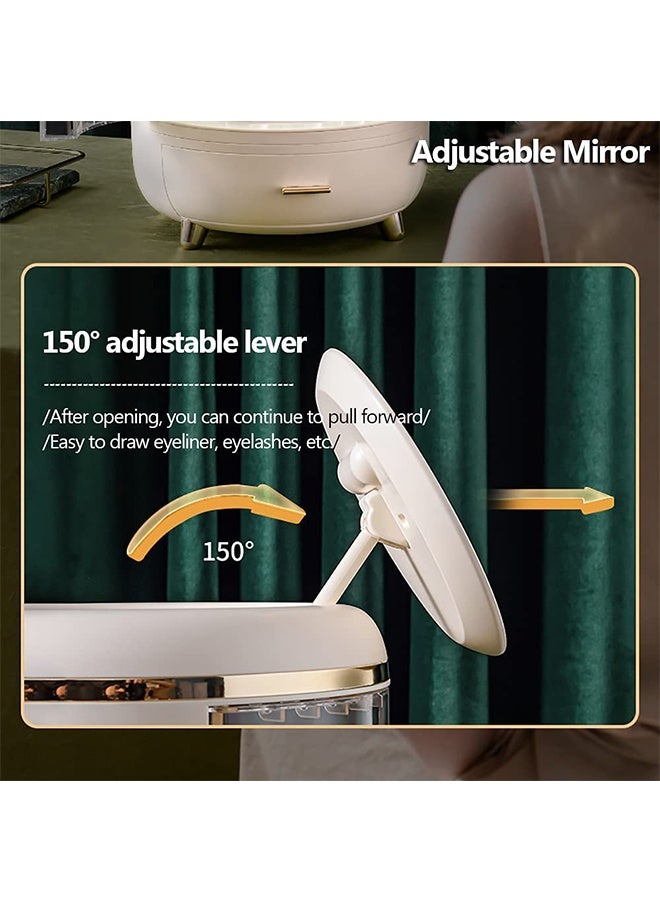 JCB CHIC LED Mirror Light Makeup Organizer Box Cosmetic Storage Box Desktop Dust-Proof Dressing Table Organizer Large-Capacity Makeup Box With Mirror Shelf - Image 3