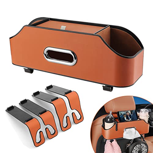 HALOYIVGO Car Seat Back Organizer - Stylish & Functional Storage for Family Adventures - Cup Holders, Tissue Box & Hooks - Perfect for Kids, Road Trips & Travel (Orange) - Image 1