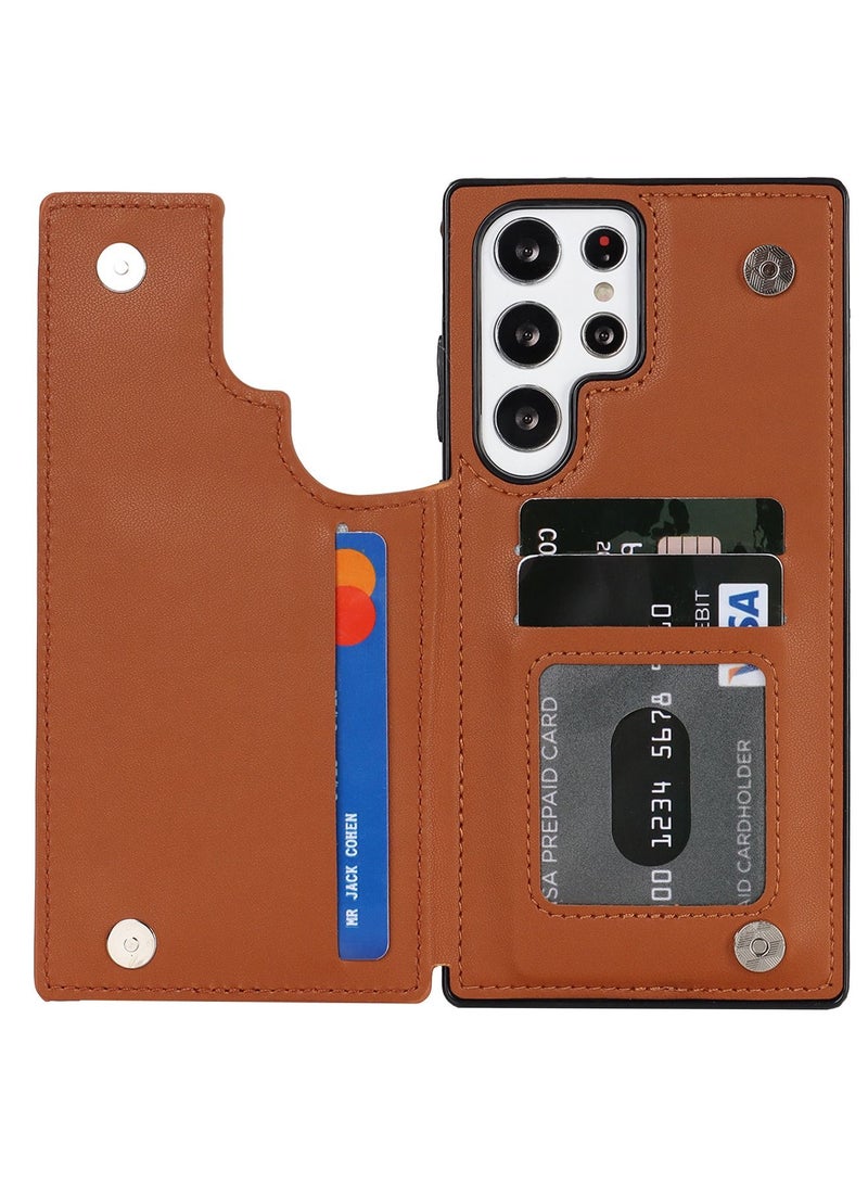 Suteni Magnetic Back Cover Card Slots Leather Phone Case for Samsung - Image 3