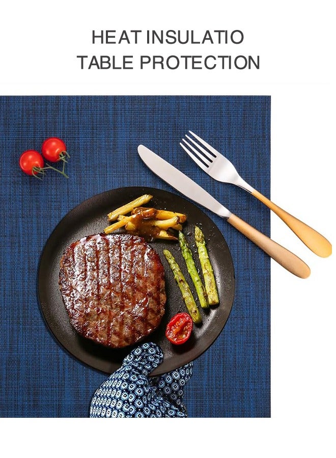 أورجنيزر 4 قطع قابلة للغسيل سهلة تنظيف الفينيل Placemats - مقاومة للحرارة PVC مكان حصاري - طاولة حصاري لتناول الطعام طاولة 17x12 بوصة (الأزرق البحري) - Image 4