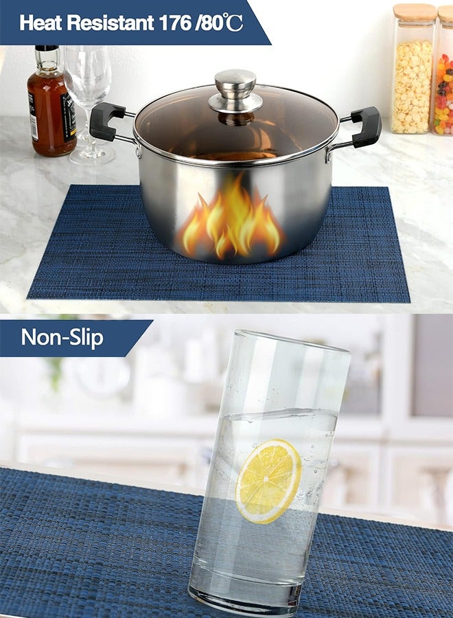 أورجنيزر 4 قطع قابلة للغسيل سهلة تنظيف الفينيل Placemats - مقاومة للحرارة PVC مكان حصاري - طاولة حصاري لتناول الطعام طاولة 17x12 بوصة (الأزرق البحري) - Image 5