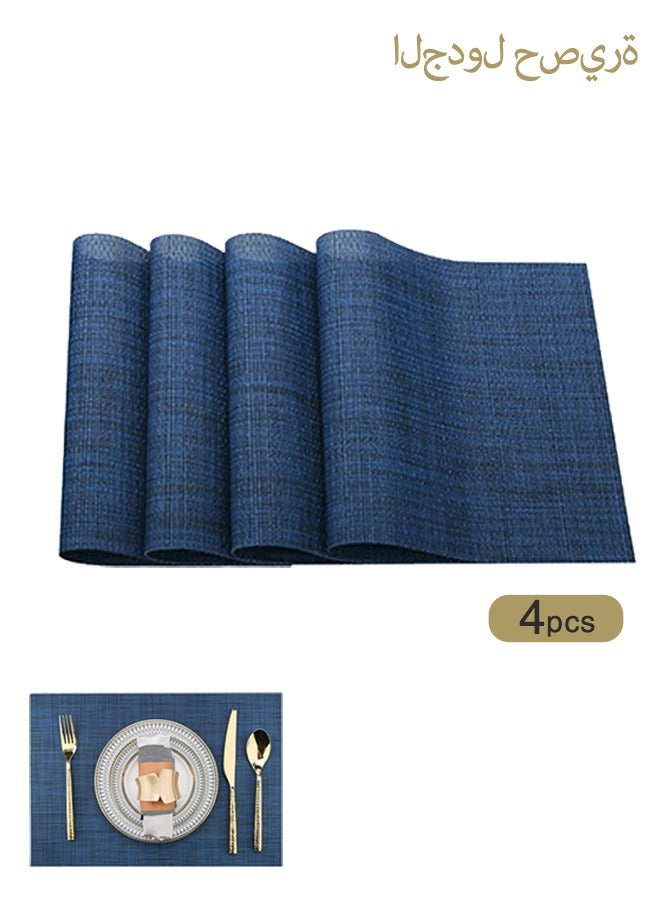 أورجنيزر 4 قطع قابلة للغسيل سهلة تنظيف الفينيل Placemats - مقاومة للحرارة PVC مكان حصاري - طاولة حصاري لتناول الطعام طاولة 17x12 بوصة (الأزرق البحري) - Image 1