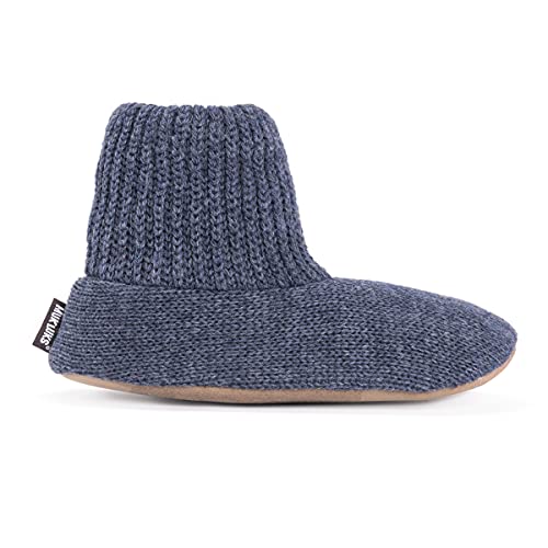 MUK LUKS Men's Morty Ragg Wool Slipper Sock, Denim, Medium - Image 4