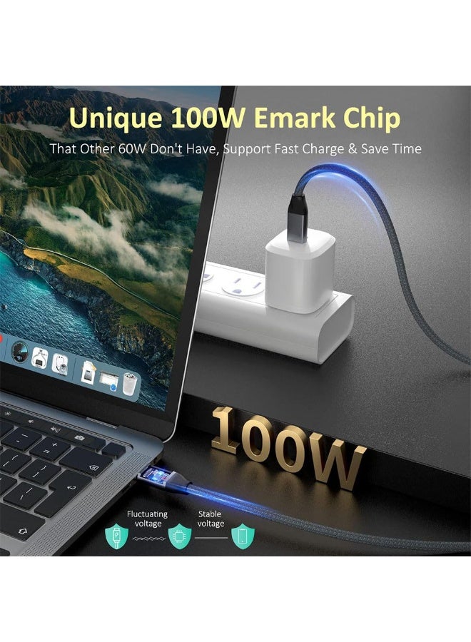 جيه زد اس كابل JZS USB-C إلى USB-C 100 واط، كابل Type-C 3.1 الجيل الثاني، نقل بيانات عالي السرعة 10 جيجابايت في الثانية، شحن سريع 20 فولت 5 أمبير، سلك شريحة E-Marker، مخرج فيديو 4K بتردد 60 هرتز، الطول: 3 أمتار - Image 4
