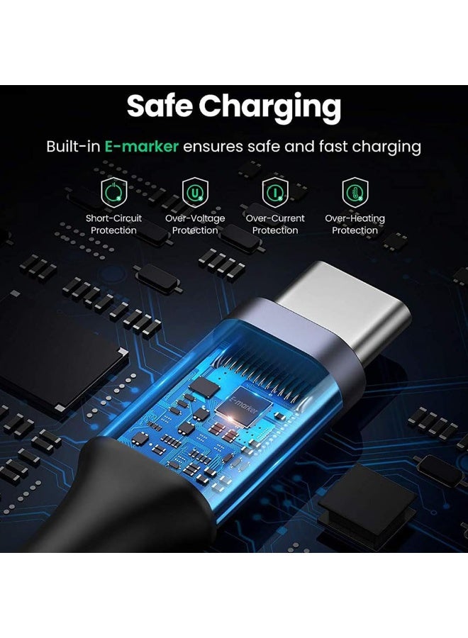 جيه زد اس كابل JZS USB-C إلى USB-C 100 واط، كابل Type-C 3.1 الجيل الثاني، نقل بيانات عالي السرعة 10 جيجابايت في الثانية، شحن سريع 20 فولت 5 أمبير، سلك شريحة E-Marker، مخرج فيديو 4K بتردد 60 هرتز، الطول: 3 أمتار - Image 3