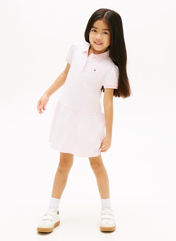 TOMMY HILFIGER Puff Sleeve Dropped Waist Polo Dress - Image 1