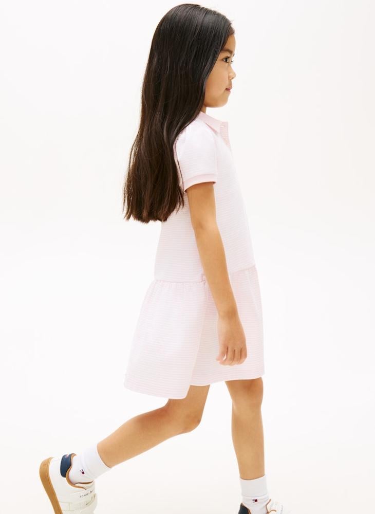 TOMMY HILFIGER Puff Sleeve Dropped Waist Polo Dress - Image 3