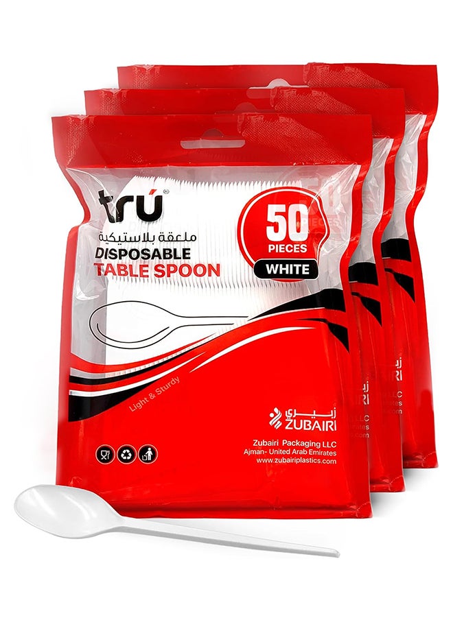 Tru Plastic Table Spoon White 150 Pc  - Image 1