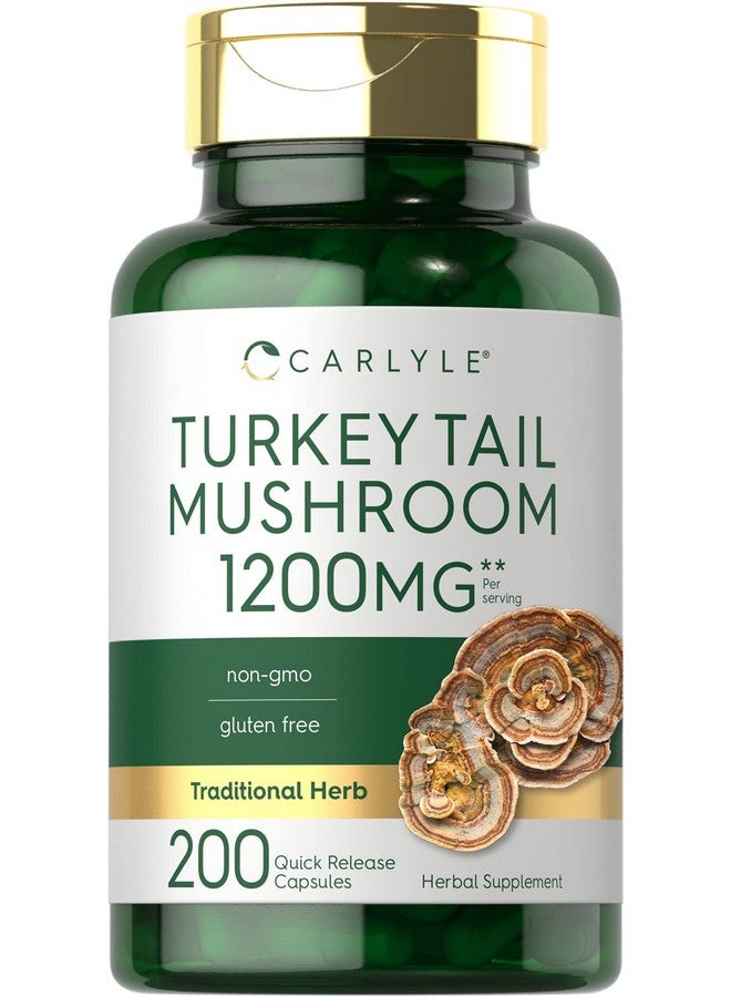 كبسولات فطر ذيل الديك الرومي من كارلايل | ١٢٠٠ ملغ | ٢٠٠ كبسولة | مستخلص غير معدل وراثيًا وخالٍ من الغلوتين - Image 1