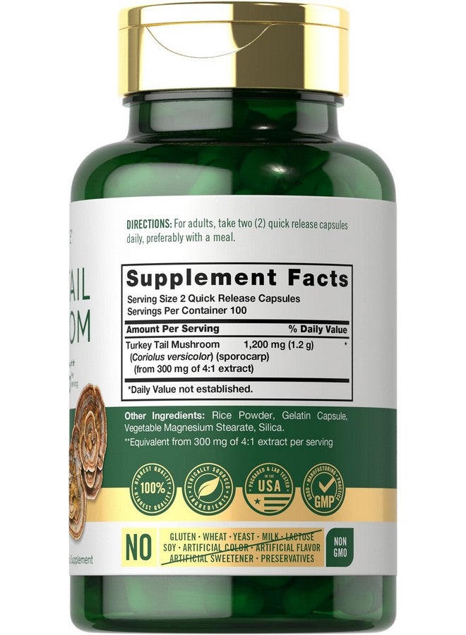 كبسولات فطر ذيل الديك الرومي من كارلايل | ١٢٠٠ ملغ | ٢٠٠ كبسولة | مستخلص غير معدل وراثيًا وخالٍ من الغلوتين - Image 2