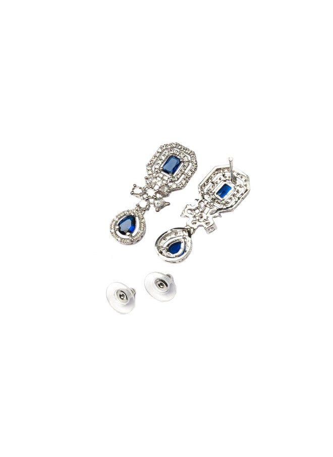 StileAdda Silver Plated Cubic Zirconia Studded Necklace and Earrings Set - Image 5