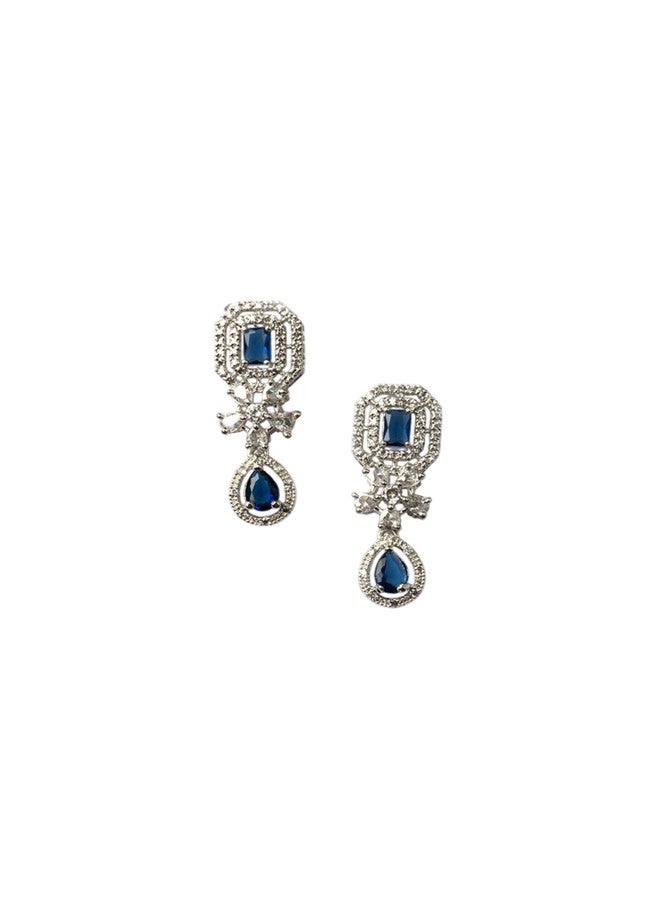 StileAdda Silver Plated Cubic Zirconia Studded Necklace and Earrings Set - Image 4