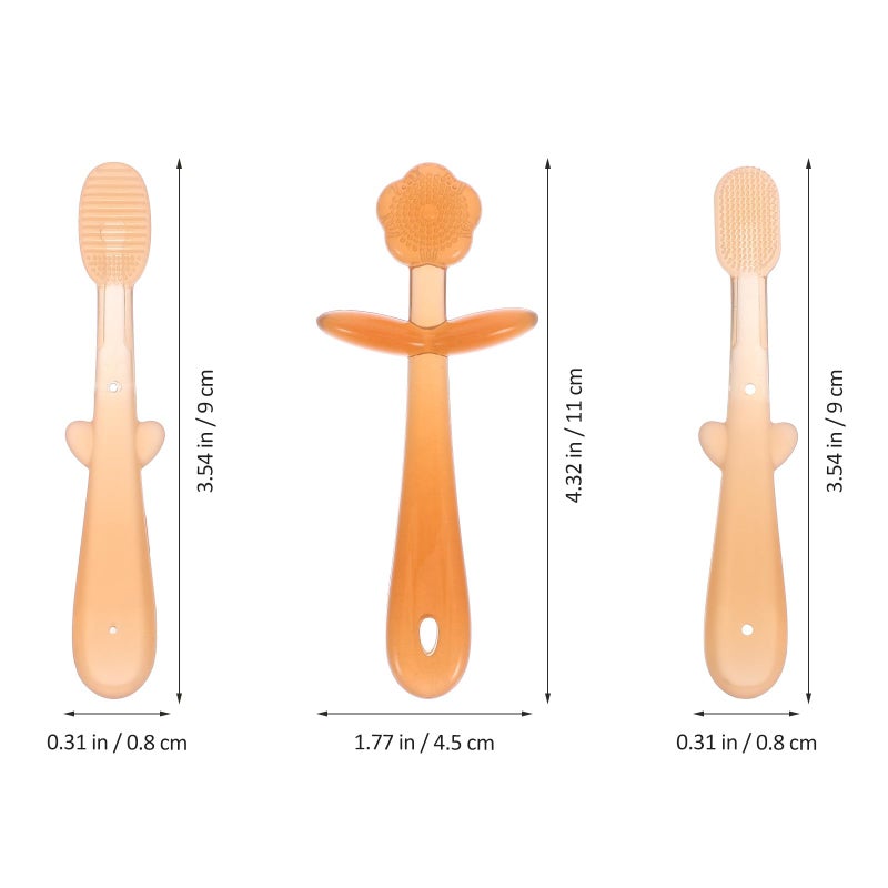 Silicone Baby Toothbrush Tongue Cleaner Set 3pcs Soft Bristles for Newborn Oral Care - Image 3