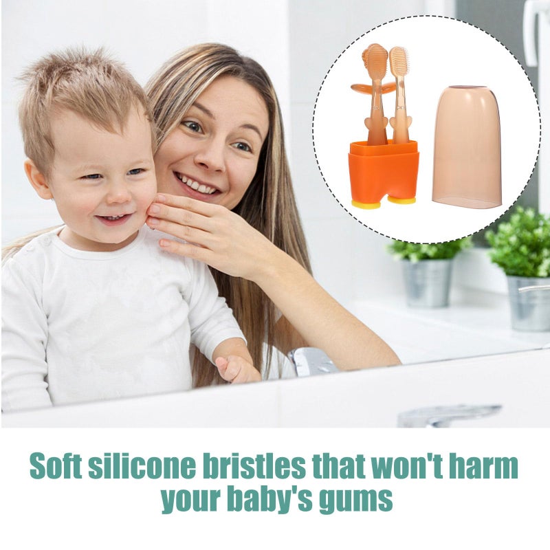Silicone Baby Toothbrush Tongue Cleaner Set 3pcs Soft Bristles for Newborn Oral Care - Image 4