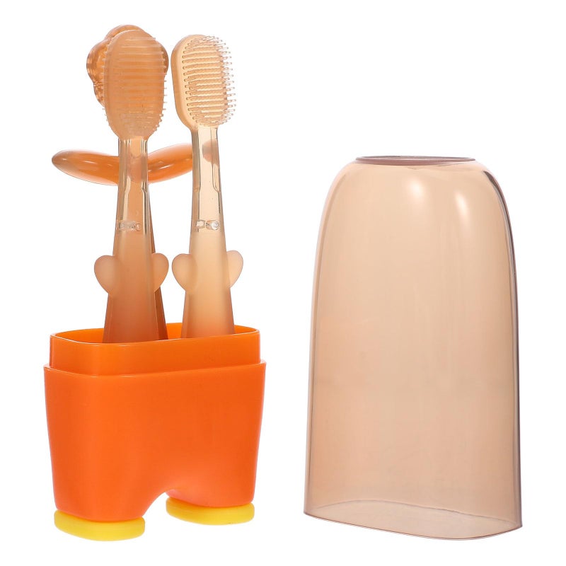 Silicone Baby Toothbrush Tongue Cleaner Set 3pcs Soft Bristles for Newborn Oral Care - Image 2