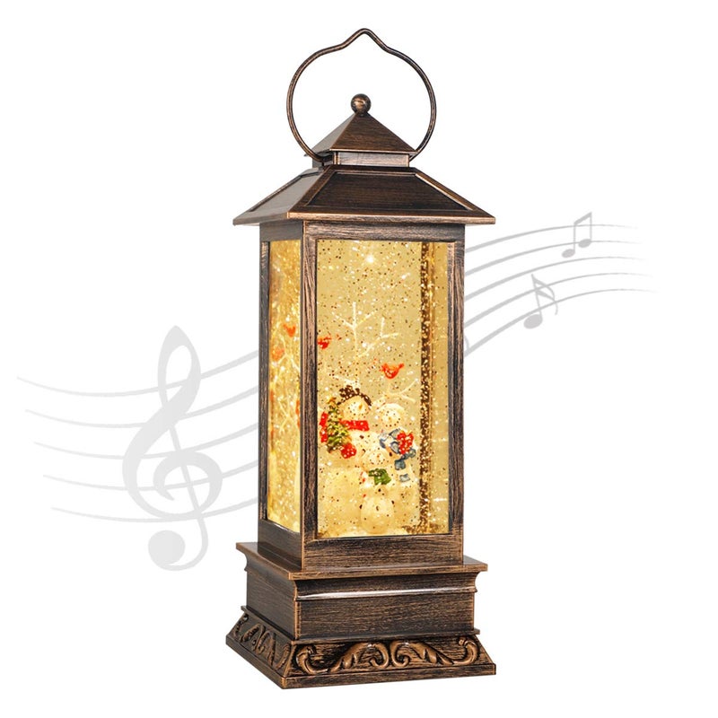 Christmas Snow Globe Lantern Christmas Decorations for Home Snowman Family Music Water Lantern USB and Battery Operated Singing Snow Globe Holiday Decorations Gifts for Family Children or Friends