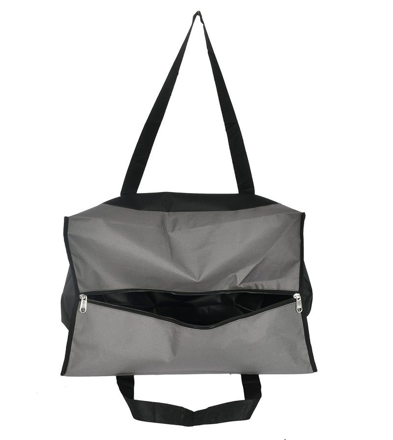Kuber Industries Kuber Industries Medium Size MultiPurpose Storage BagClothing Storage OrganizerToy Storage BagStationery Paper Storage Bag with Zipper Closure And Strong Handle Grey Black  - Image 5