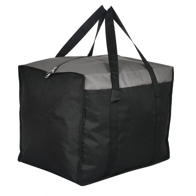 Kuber Industries Kuber Industries Medium Size MultiPurpose Storage BagClothing Storage OrganizerToy Storage BagStationery Paper Storage Bag with Zipper Closure And Strong Handle Grey Black  - Image 2