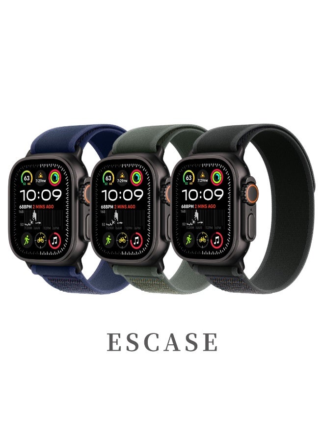 ثسؤشسث مجموعة بديلة من 3 قطع من حزام النايلون باللون الأسود الطبيعي من التيتانيوم متوافقة مع أحجام أحزمة Apple Watch: 42 مم/44 مم/45 مم/46 مم/49 مم تناسب Apple Watch Ultra/Ultra 2/Ultra 3 وسلسلة 11/10/9/8/SE/7/6/5/4/3/2/1 وغيرها من الطرز متوفرة باللون الأسود/الأزرق/الأخضر - Image 1
